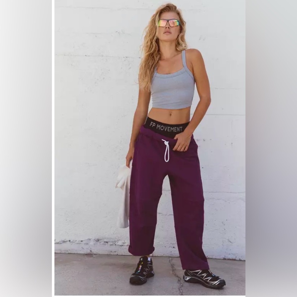 Free People Top Score Barrel Pants. NWT. Deep mulberry